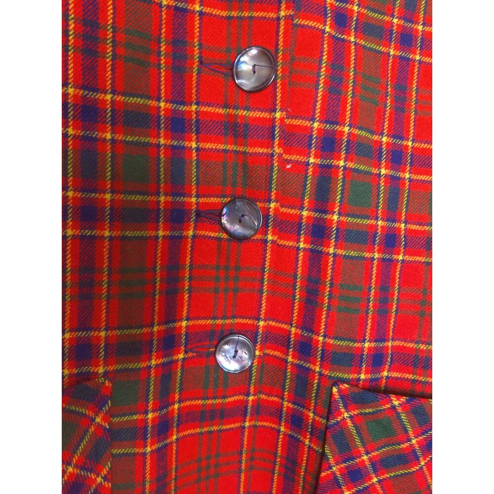 VTG Pendleton Knockabouts Red Tartan Plaid Wool Blazer & Pants Suit Set Size 12 - Picture 6 of 10